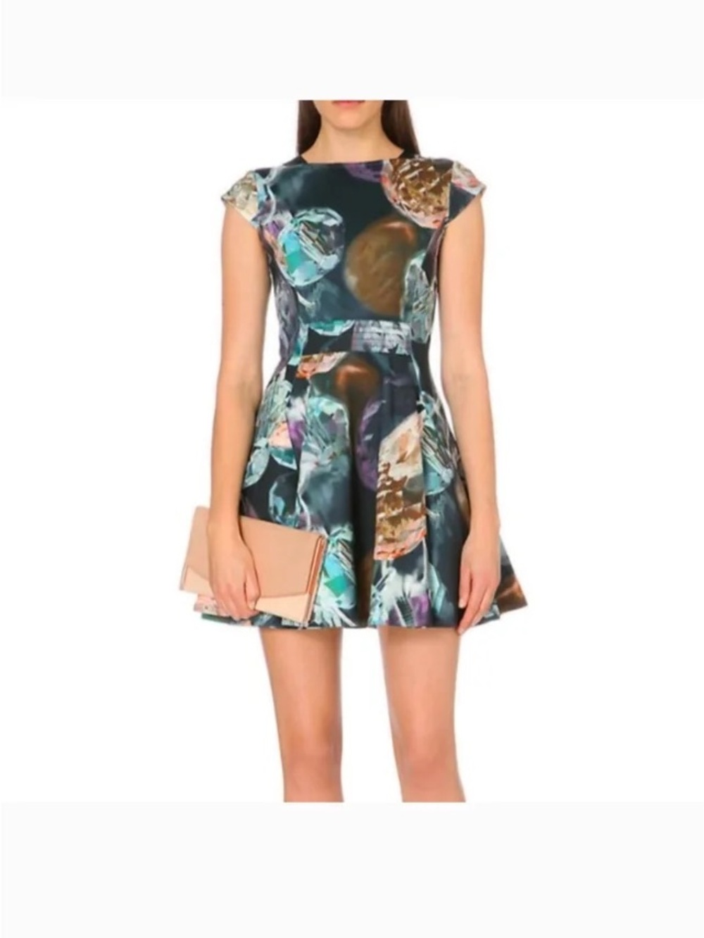 Ted Baker Teal Multi Jewel-Print Mini Dress